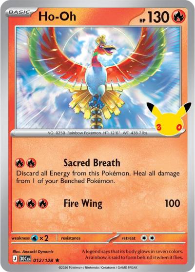 Ho-Oh 12/128 30th Celebration Pokemon card
