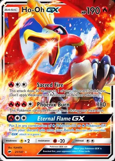 Ho-Oh-GX 21/147 Burning Shadows Pokemon card