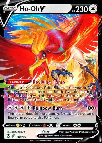 Ho-Oh V 140/195 Silver Tempest Pokemon card