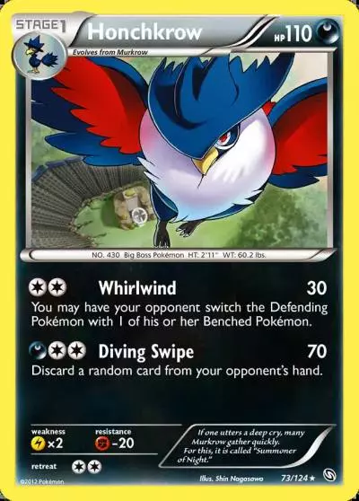 Honchkrow 73/124 Dragons Exalted Pokemon card