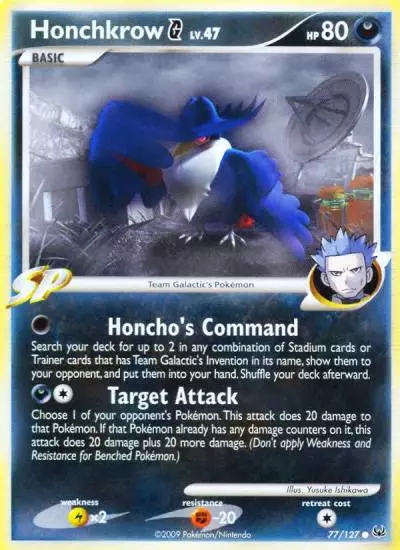 Honchkrow G 77/127 Platinum Pokemon card