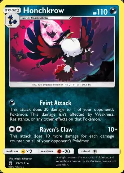 Honchkrow 79/145 Guardians Rising Pokemon card