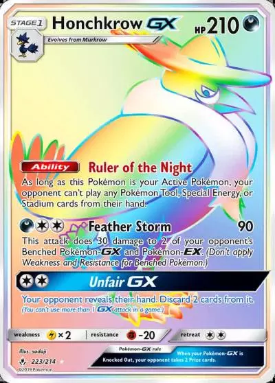 Honchkrow-GX 223/214 Unbroken Bonds Pokemon card