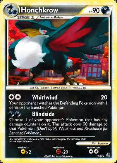 Honchkrow 15/90 HS—Undaunted Pokemon card