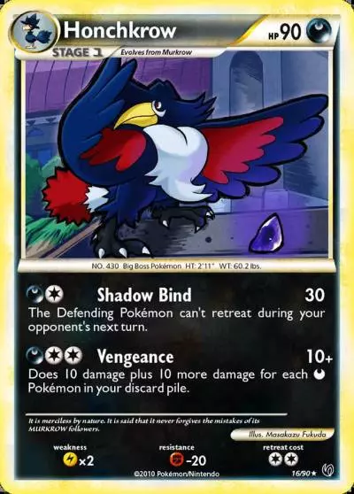 Honchkrow 16/90 HS—Undaunted Pokemon card