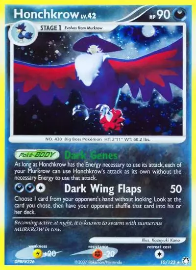 Honchkrow 10/123 Mysterious Treasures Pokemon card