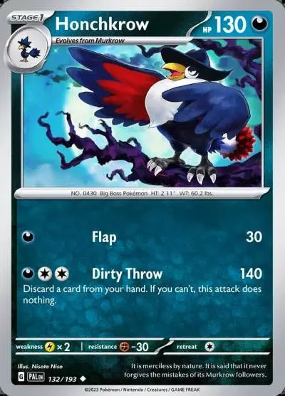 Honchkrow 132/193 Paldea Evolved Pokemon card