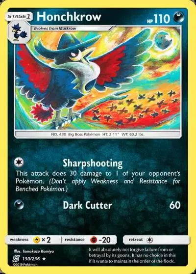 Honchkrow 130/236 Unified Minds Pokemon card