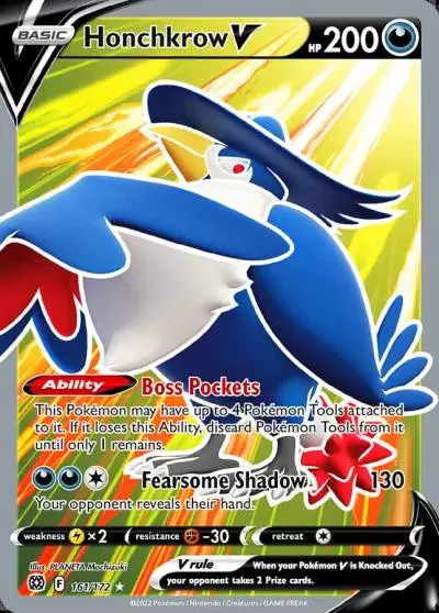 Honchkrow V 161/172 Brilliant Stars Pokemon card