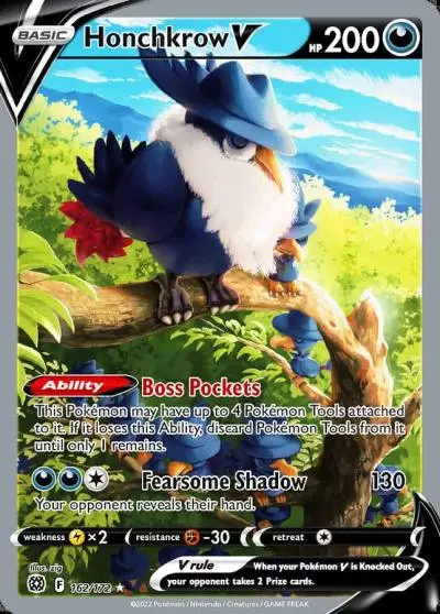 Honchkrow V 162/172 Brilliant Stars Pokemon card