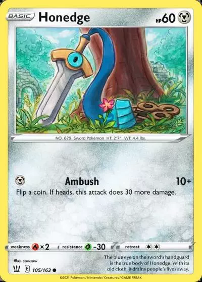 Honedge 105/163 Battle Styles Pokemon card