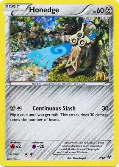 Honedge 7/12 McDonald's Collection 2014 Pokemon card