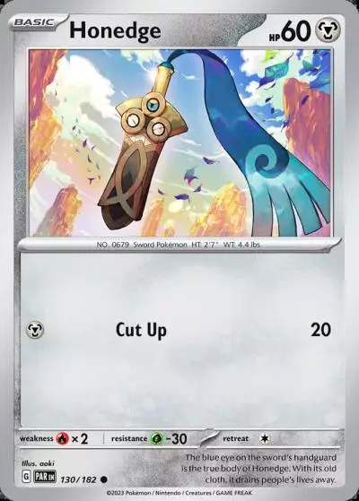 Honedge 130/182 Paradox Rift Pokemon card