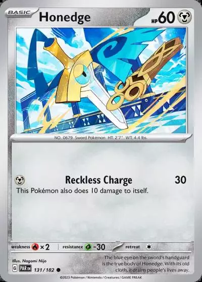 Honedge 131/182 Paradox Rift Pokemon card