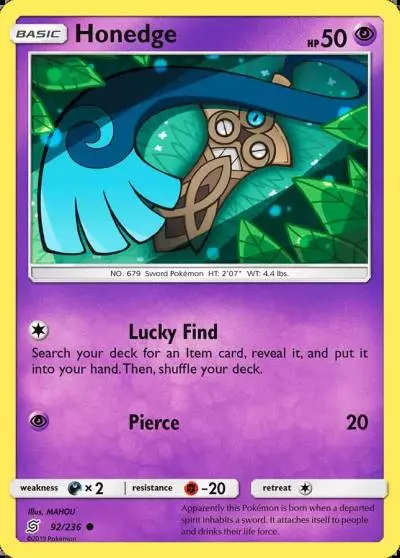 Honedge 92/236 Unified Minds Pokemon card