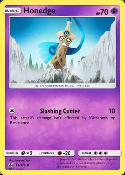 Honedge 93/236 Unified Minds Pokemon card