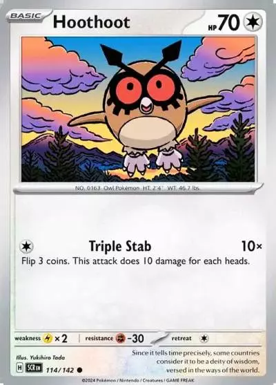 Hoothoot 114/142 Stellar Crown Pokemon card