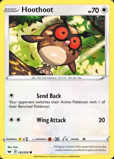 Hoothoot 143/202 Sword & Shield Pokemon card