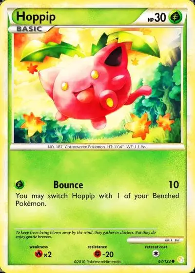 Hoppip 67/123 HeartGold & SoulSilver Pokemon card