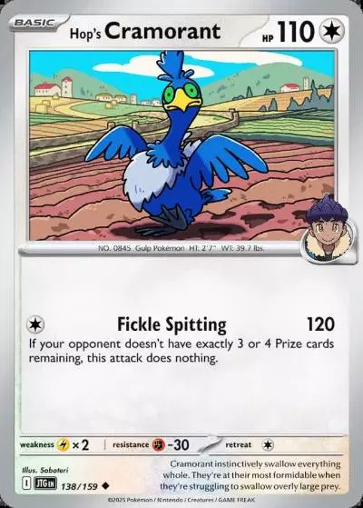 Hop's Cramorant 138/159 Journey Together Pokemon card