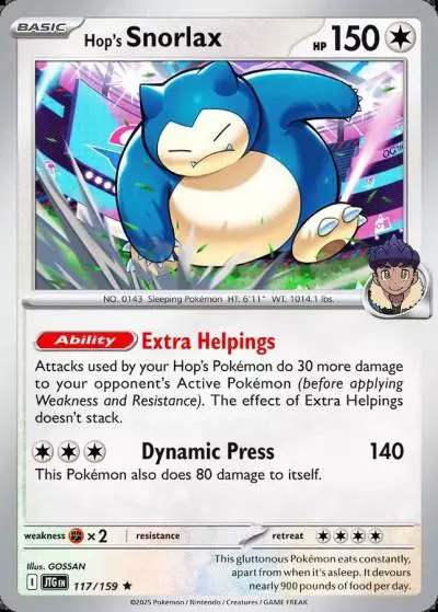 Hop's Snorlax 117/159 Journey Together Pokemon card