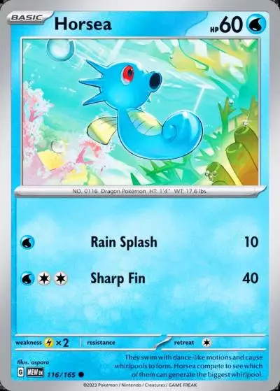 Horsea 116/165 151 Pokemon card