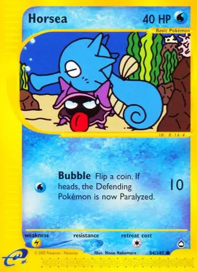 Horsea 84/147 Aquapolis Pokemon card