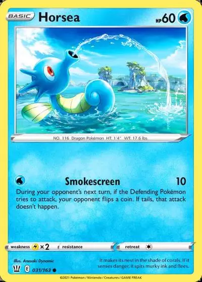 Horsea 31/163 Battle Styles Pokemon card