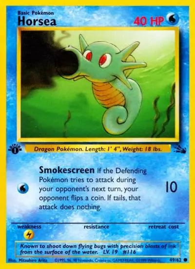 Horsea 49/62 Fossil Pokemon card