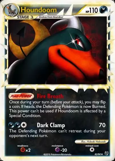 Houndoom 82/90 HS—Undaunted Pokemon card