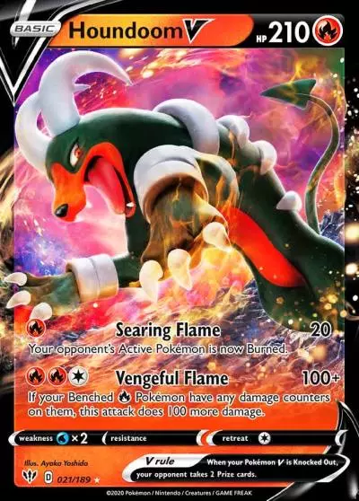 Houndoom V 21/189 Darkness Ablaze Pokemon card