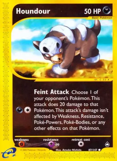 Houndour 87/147 Aquapolis Pokemon card
