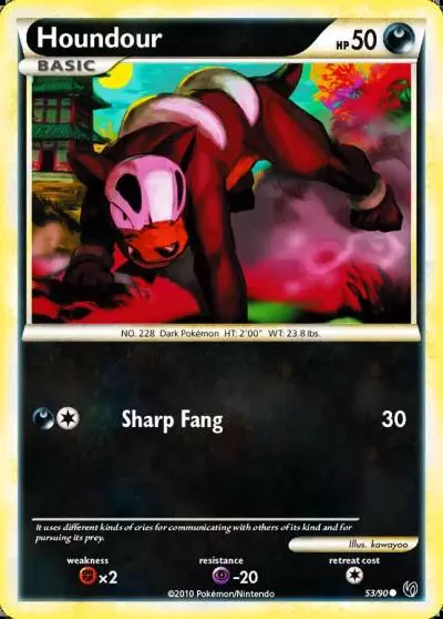 Houndour 53/90 HS—Undaunted Pokemon card