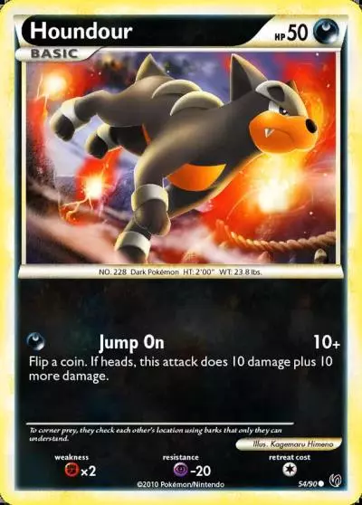 Houndour 54/90 HS—Undaunted Pokemon card