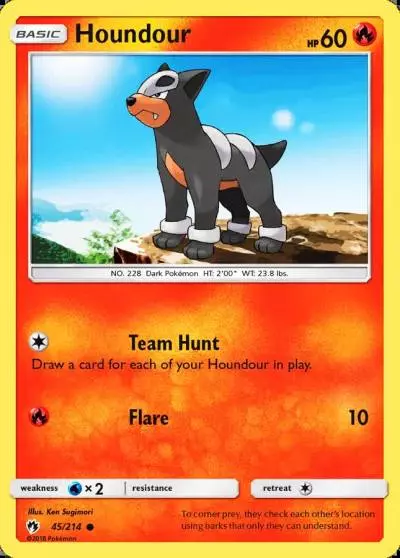 Houndour 45/214 Lost Thunder Pokemon card