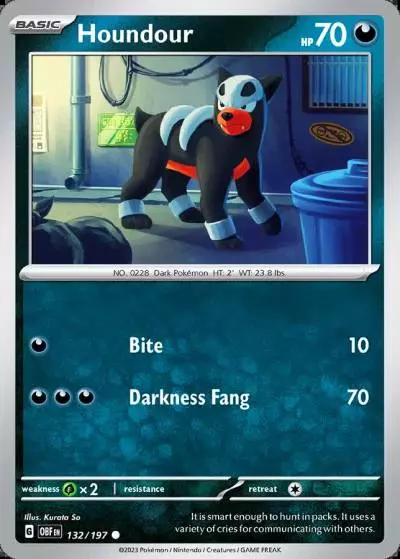 Houndour 132/197 Obsidian Flames Pokemon card