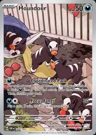 Houndour 204/197 Obsidian Flames Pokemon card