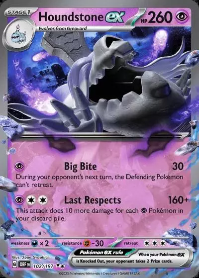 Houndstone ex 102/197 Obsidian Flames Pokemon card