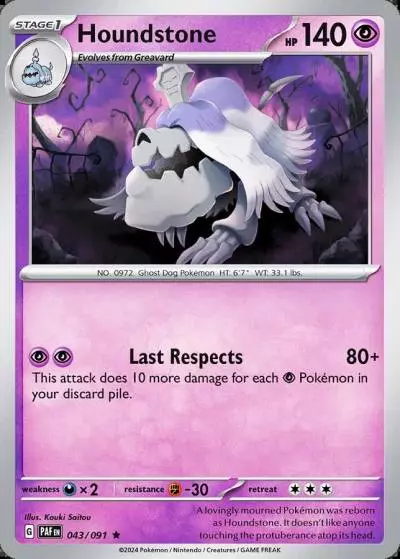 Houndstone 43/91 Paldean Fates Pokemon card