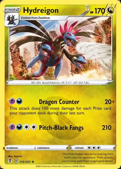 Hydreigon 115/203 Evolving Skies Pokemon card