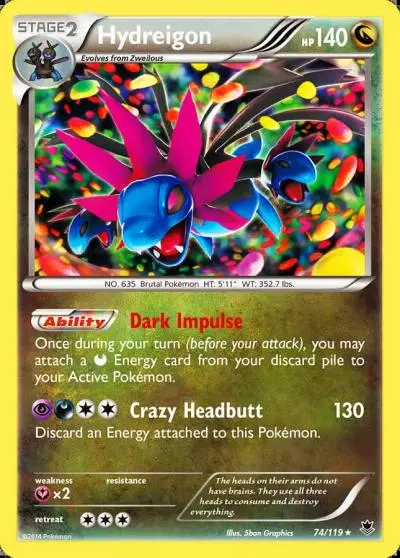 Hydreigon 74/119 Phantom Forces Pokemon card