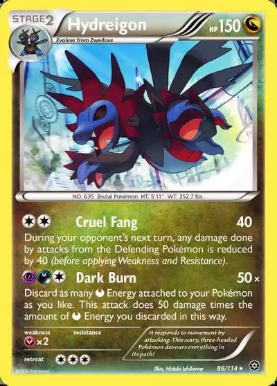 Hydreigon 86/114 Steam Siege Pokemon card