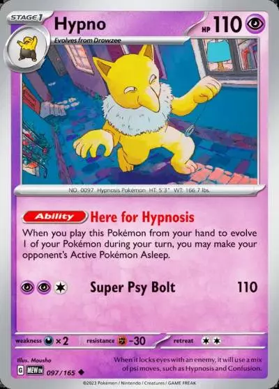 Hypno 97/165 151 Pokemon card