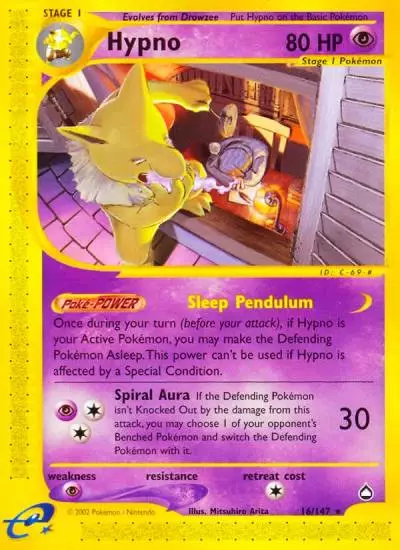 Hypno 16/147 Aquapolis Pokemon card