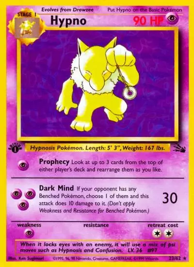 Hypno 23/62 Fossil Pokemon card