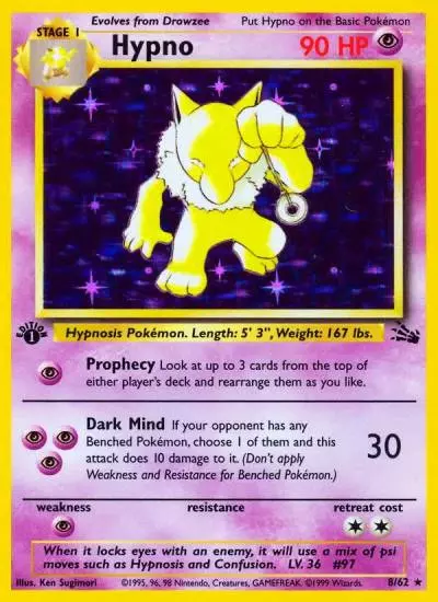 Hypno 8/62 Fossil Pokemon card