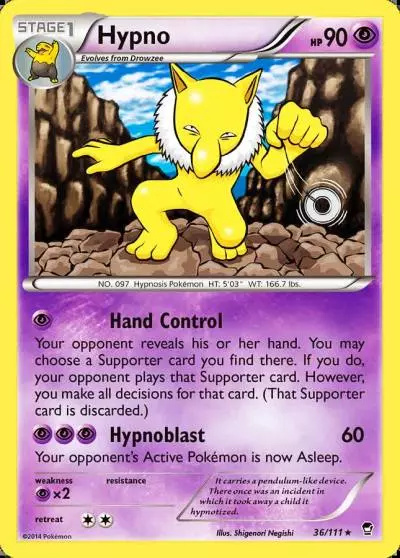 Hypno 36/111 Furious Fists Pokemon card