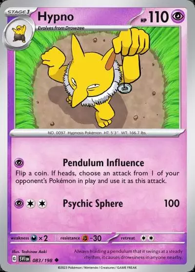 Hypno 83/198 Scarlet & Violet Pokemon card