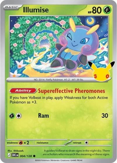 Illumise 4/128 30th Celebration Pokemon card