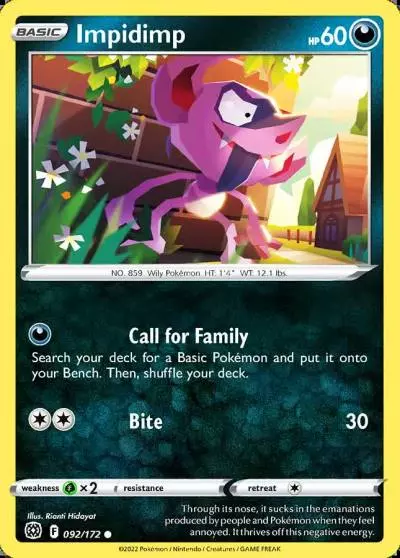 Impidimp 92/172 Brilliant Stars Pokemon card